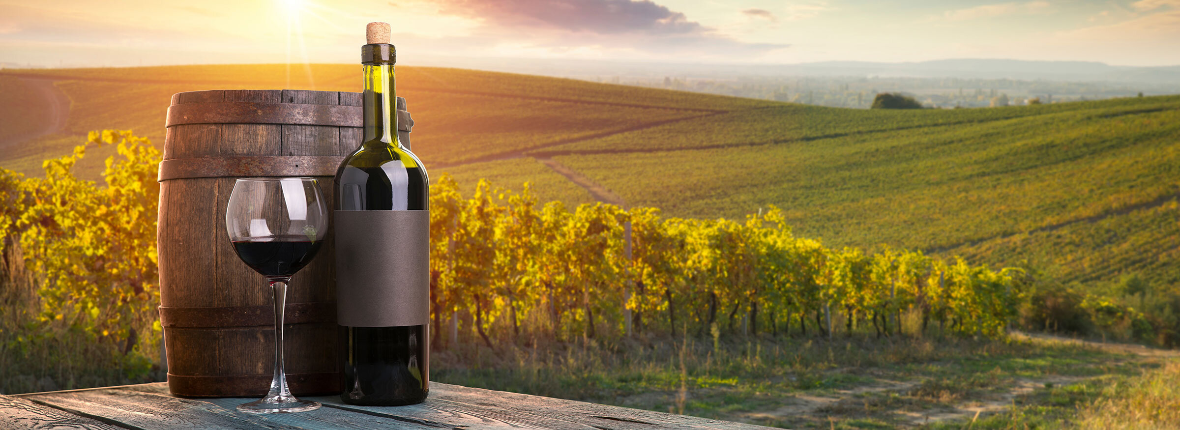 Slide Rotwein mit Weinberg